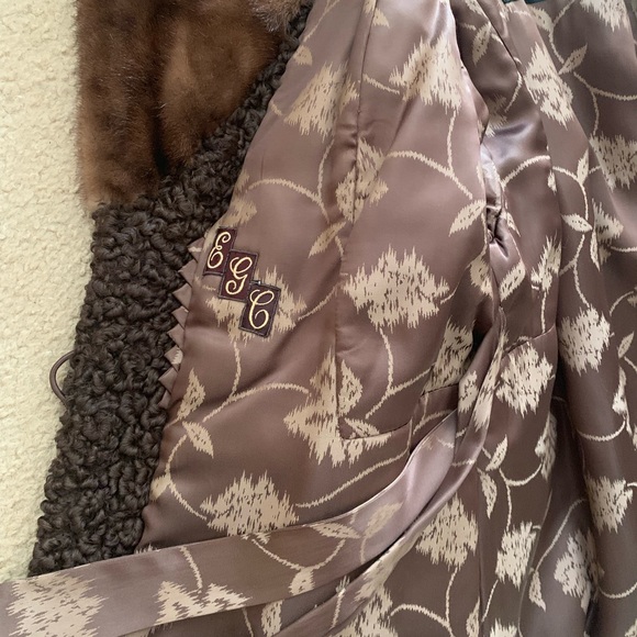 Vintage KARAKUL & Mink Collar Chocolate Brown Andrea Toronto Fur Coat - Picture 11 of 12